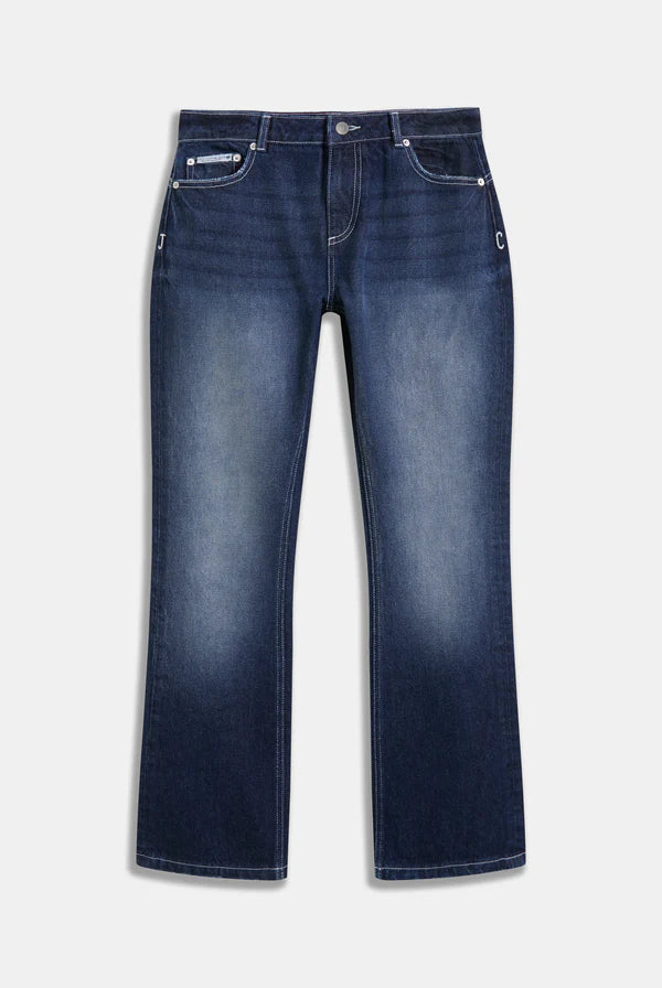 Jeans Juicy Couture bootcut a vita media – denim blu con logo strass — 2/3