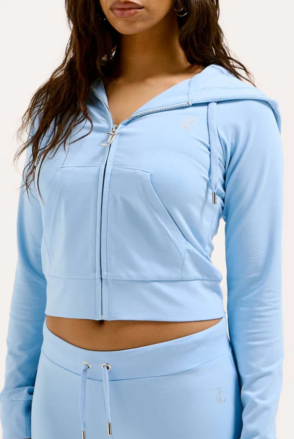 Felpa Powder Blue Diamanté Jersey Zip-Through Hoodie — 3/5