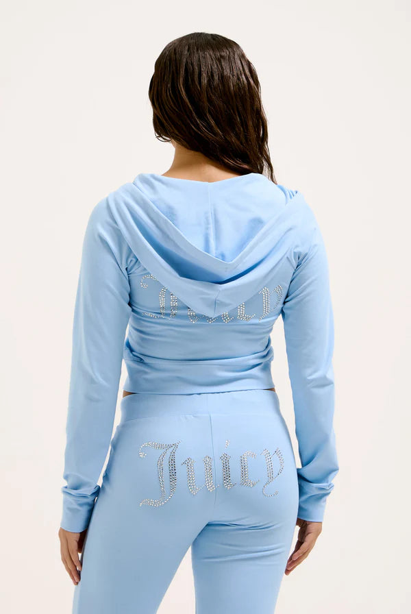 Felpa Powder Blue Diamanté Jersey Zip-Through Hoodie — 4/5