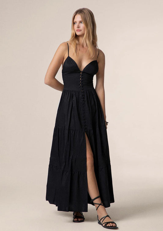 VESTITO LUNGO DONNA ME FUI NERO 0110-BK