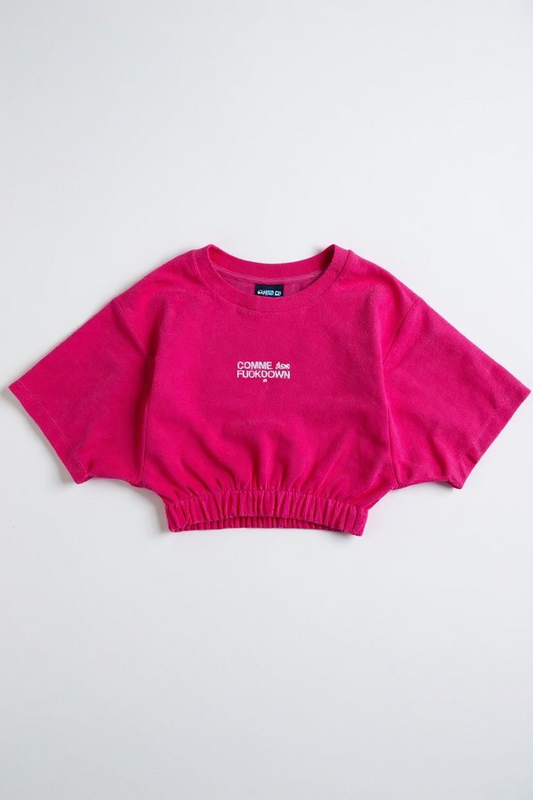 COMME DES FUCKDOWN - TSHIRT IN SPUGNA CON ELASTICO E RICAMO
