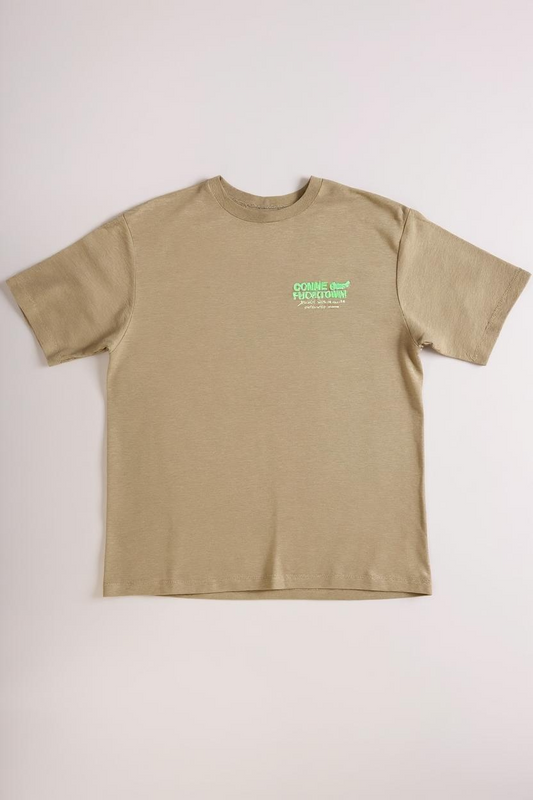COMME DES FUCKDOWN - TSHIRT IN JERSEY BEIGE CON STAMPA