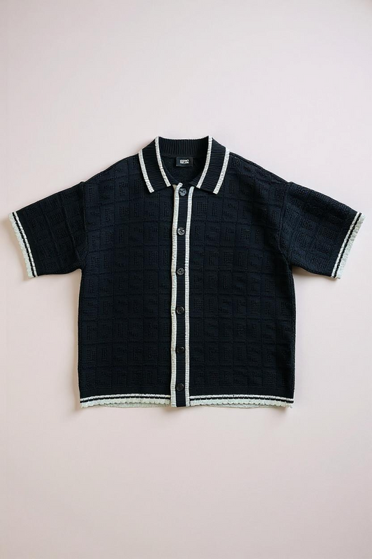GCDS - MONOGRAM MACRAMÉ - Camicia - nero