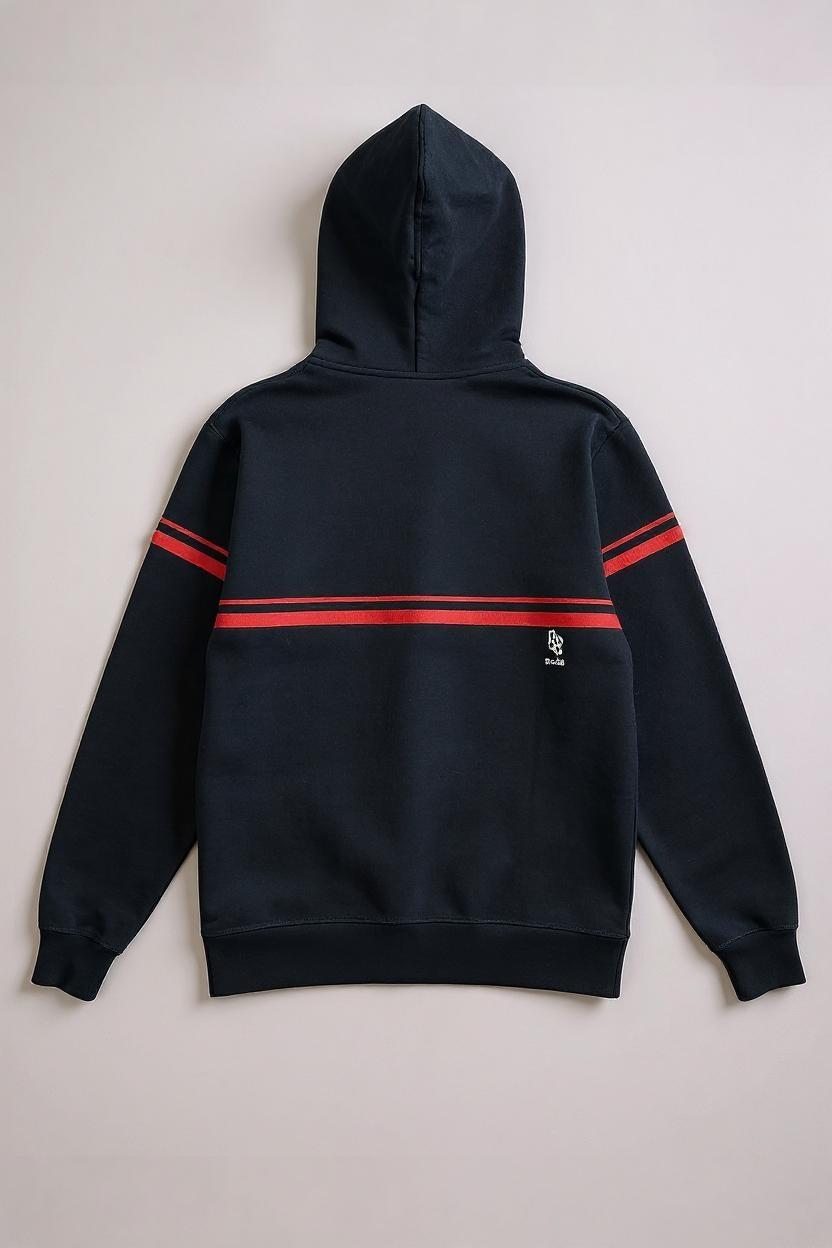 Felpa con Cappuccio GCDS Nera con Bande Rosse – Stile Streetwear Premium — 2/2