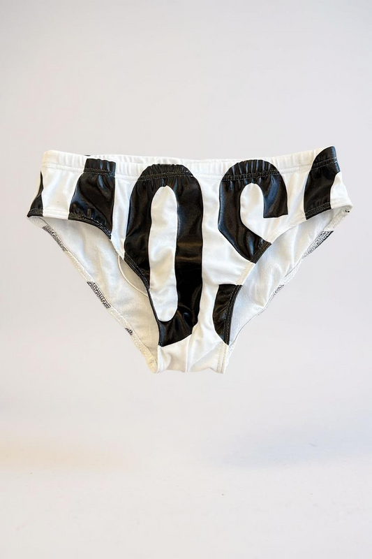 Moschino costume slip bianco uomo con stampa maxi logo all over