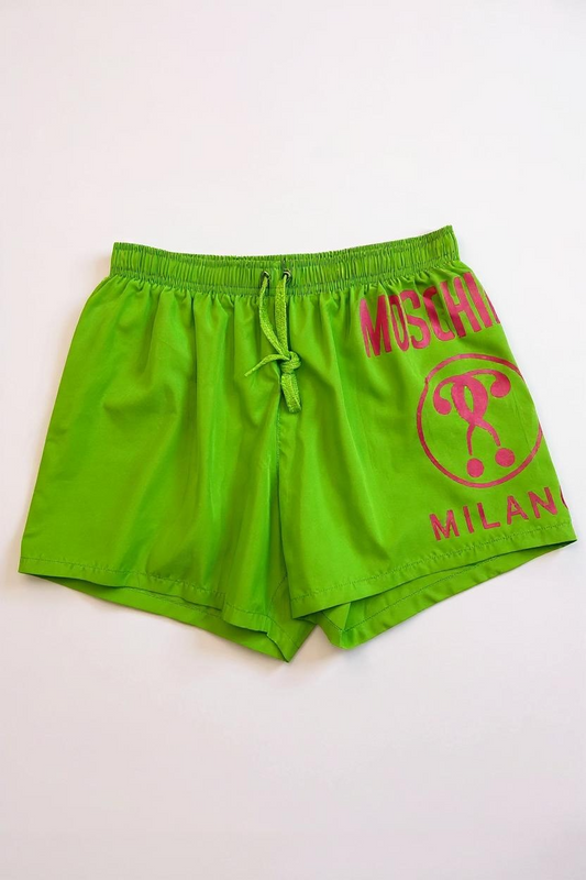 Moschino - Costume da bagno a pantaloncino verde con stampa
