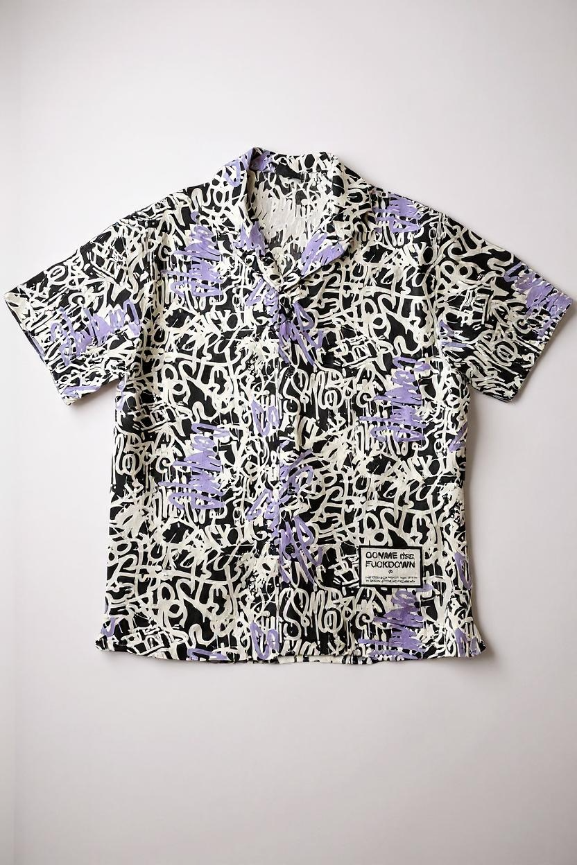 COMME DES FUCKDOWN - CAMICIA ALL OVER IN COTONE CON ETK