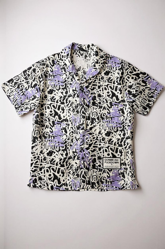 COMME DES FUCKDOWN - CAMICIA ALL OVER IN COTONE CON ETK