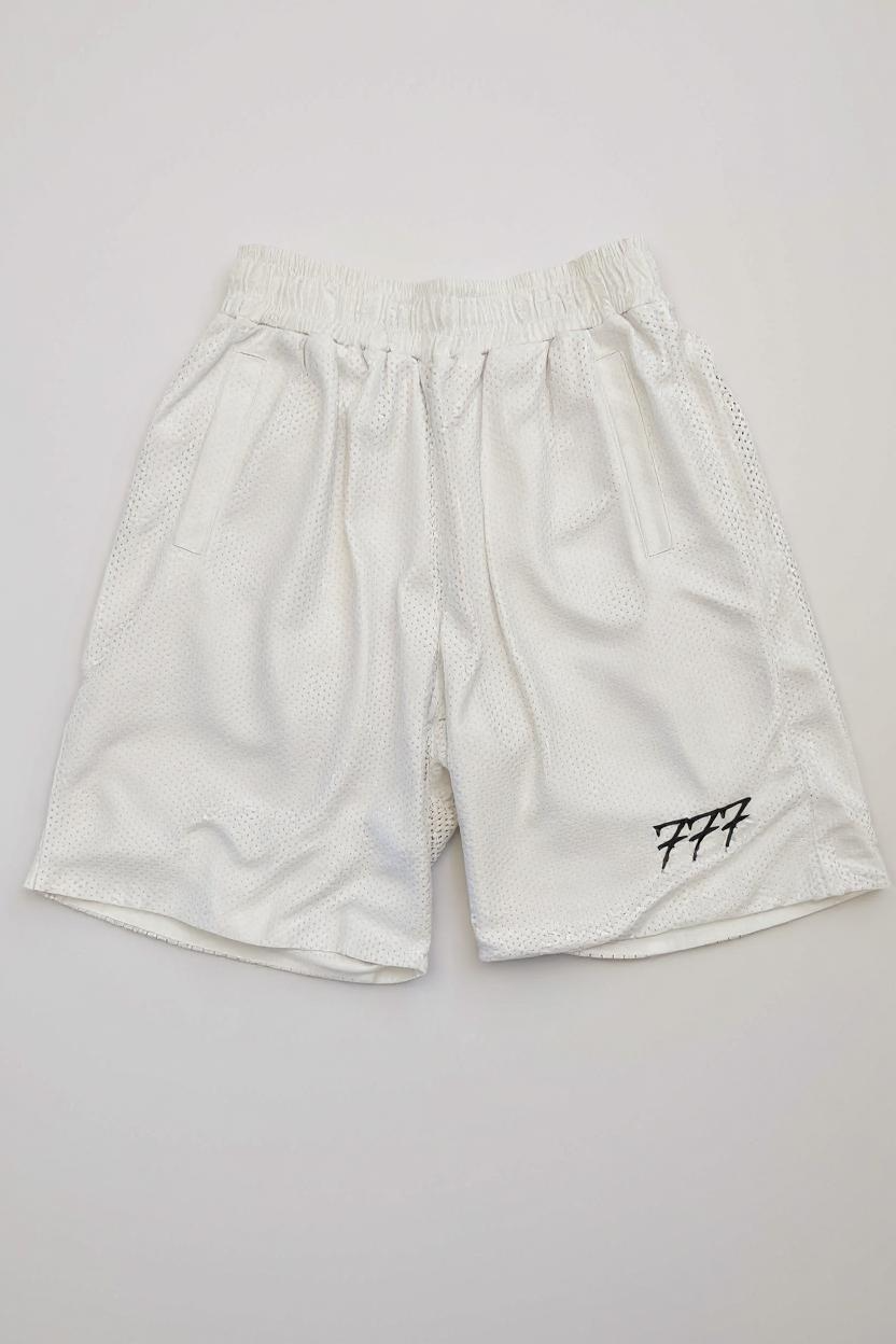 Pantaloncini Triplosette 777 - Pantaloncini Bianchi in Rete con Stampa Mod.Trsm438 — 1/2