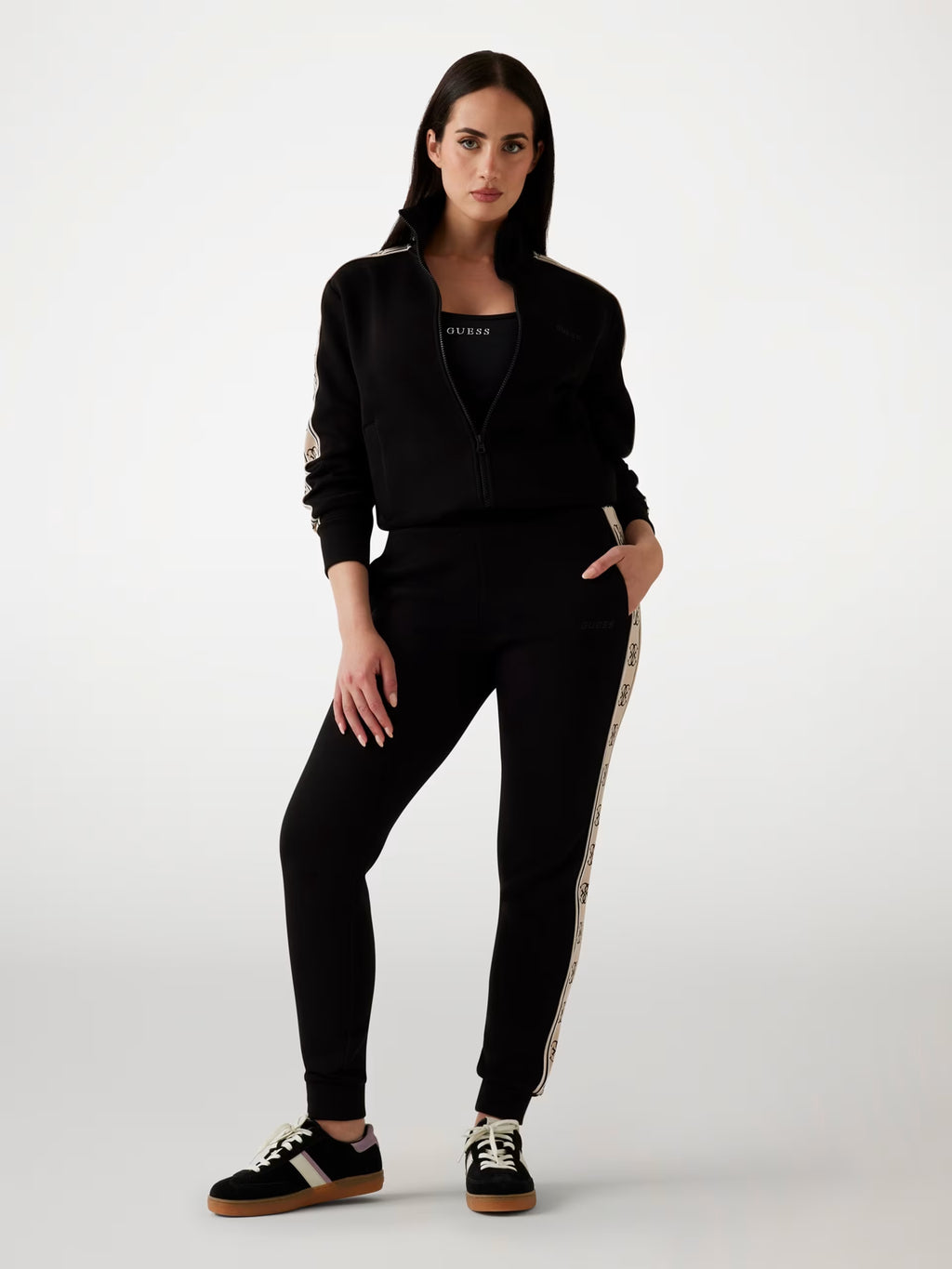 Felpa Guess - Felpa Con Banda Laterale Logata