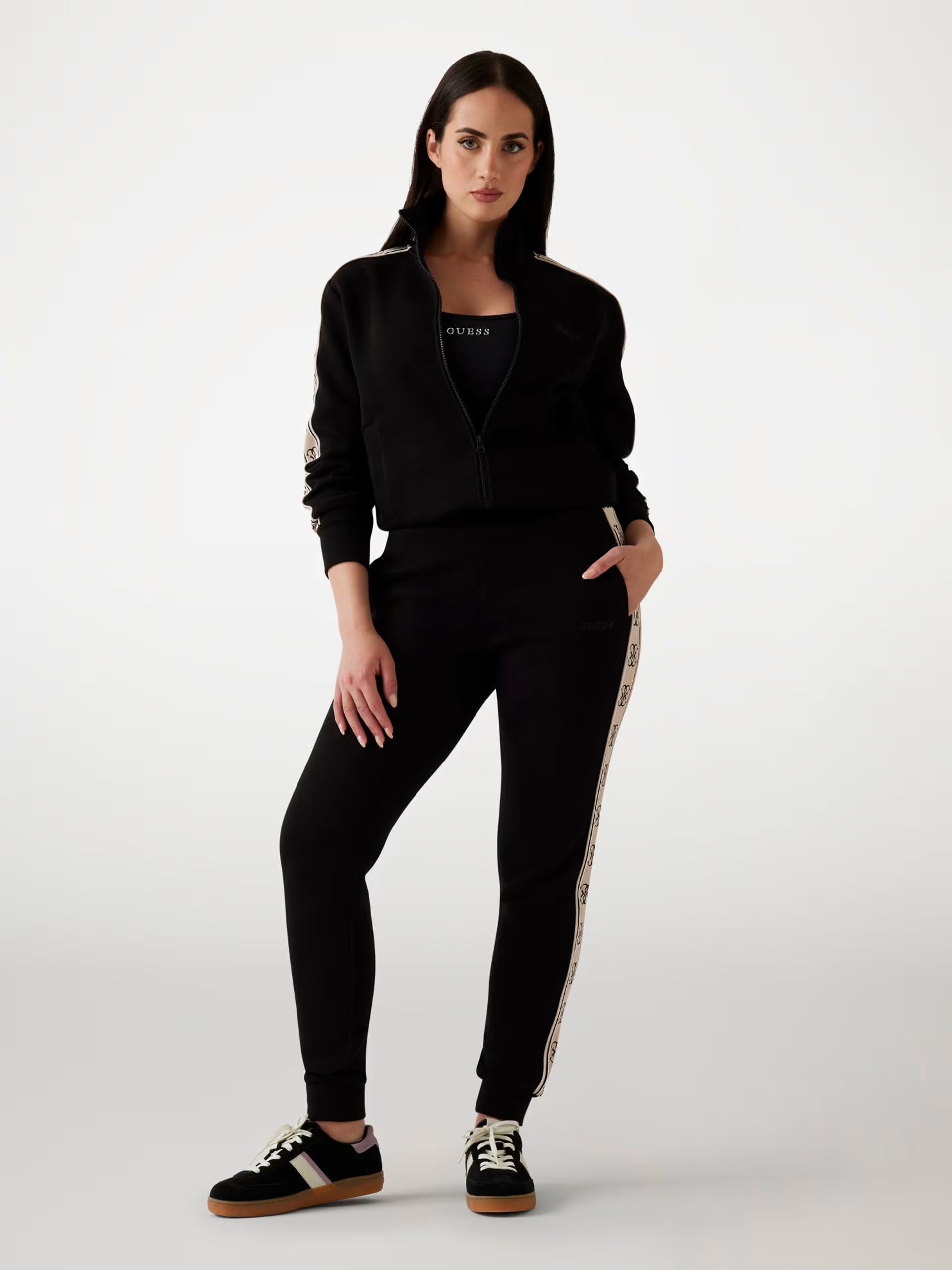 Felpa Guess - Felpa Con Banda Laterale Logata