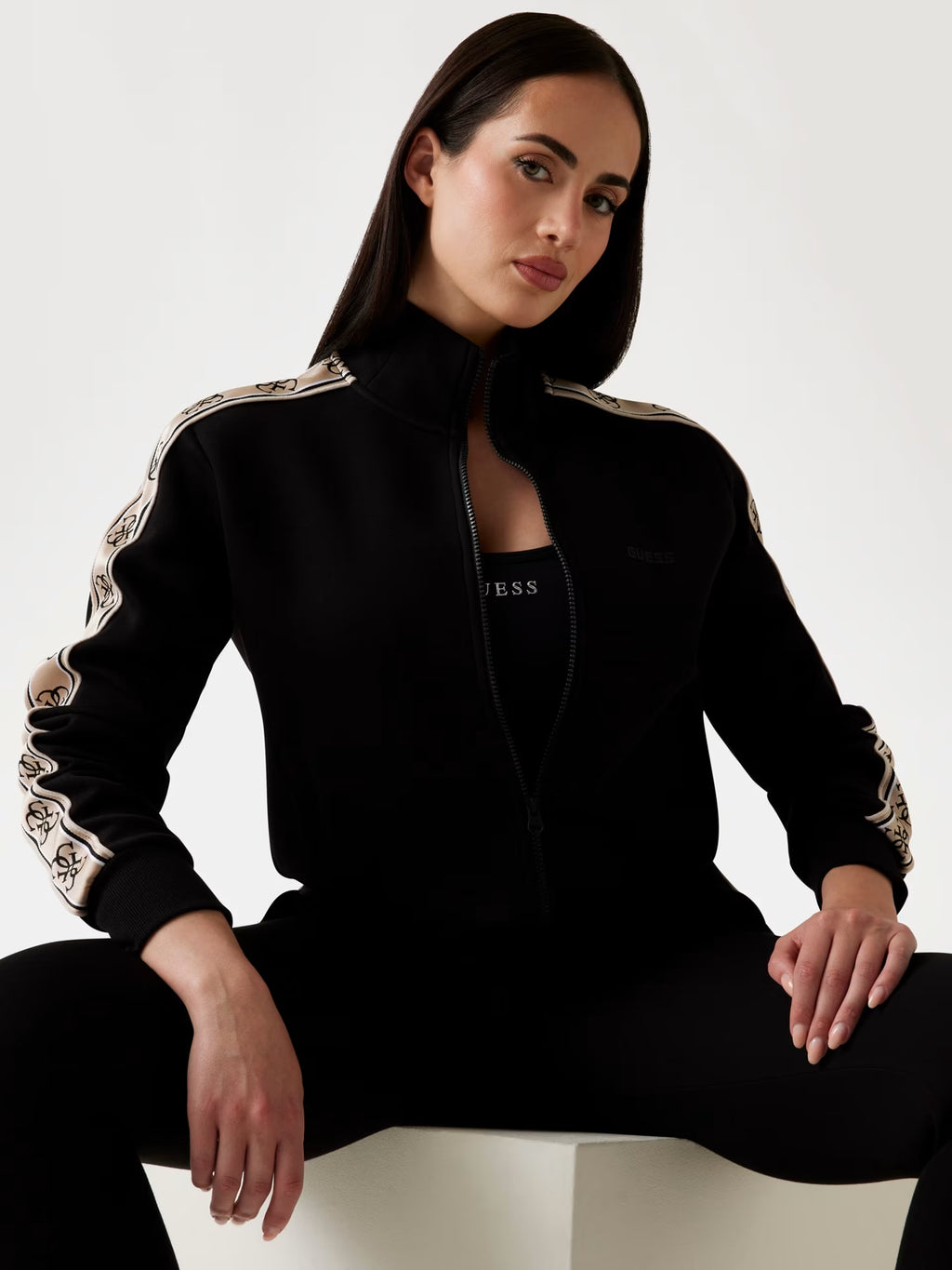 Felpa Guess - Felpa Con Banda Laterale Logata