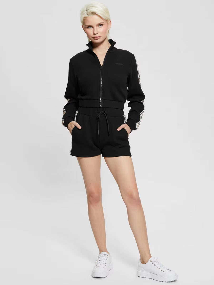 Pantaloncino Guess donna nero con bande logo – comfort e stile sportivo — 2/7