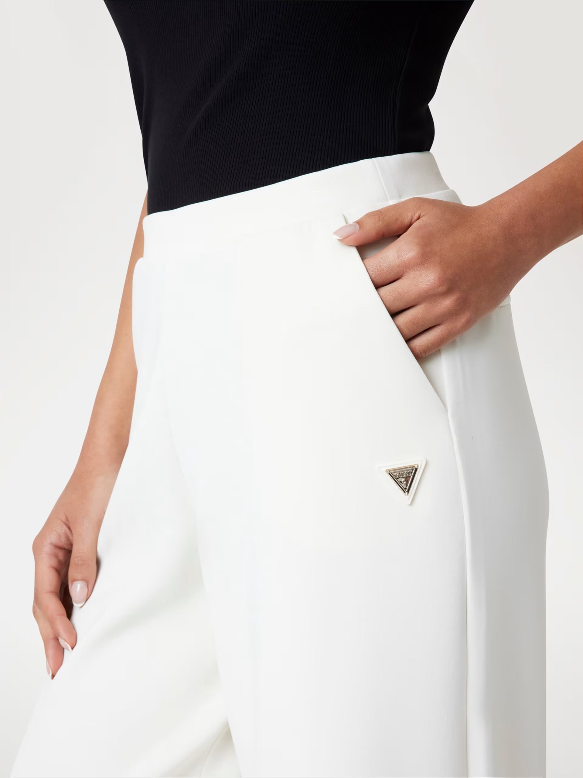 Guess - Pantalone wide leg a vita media