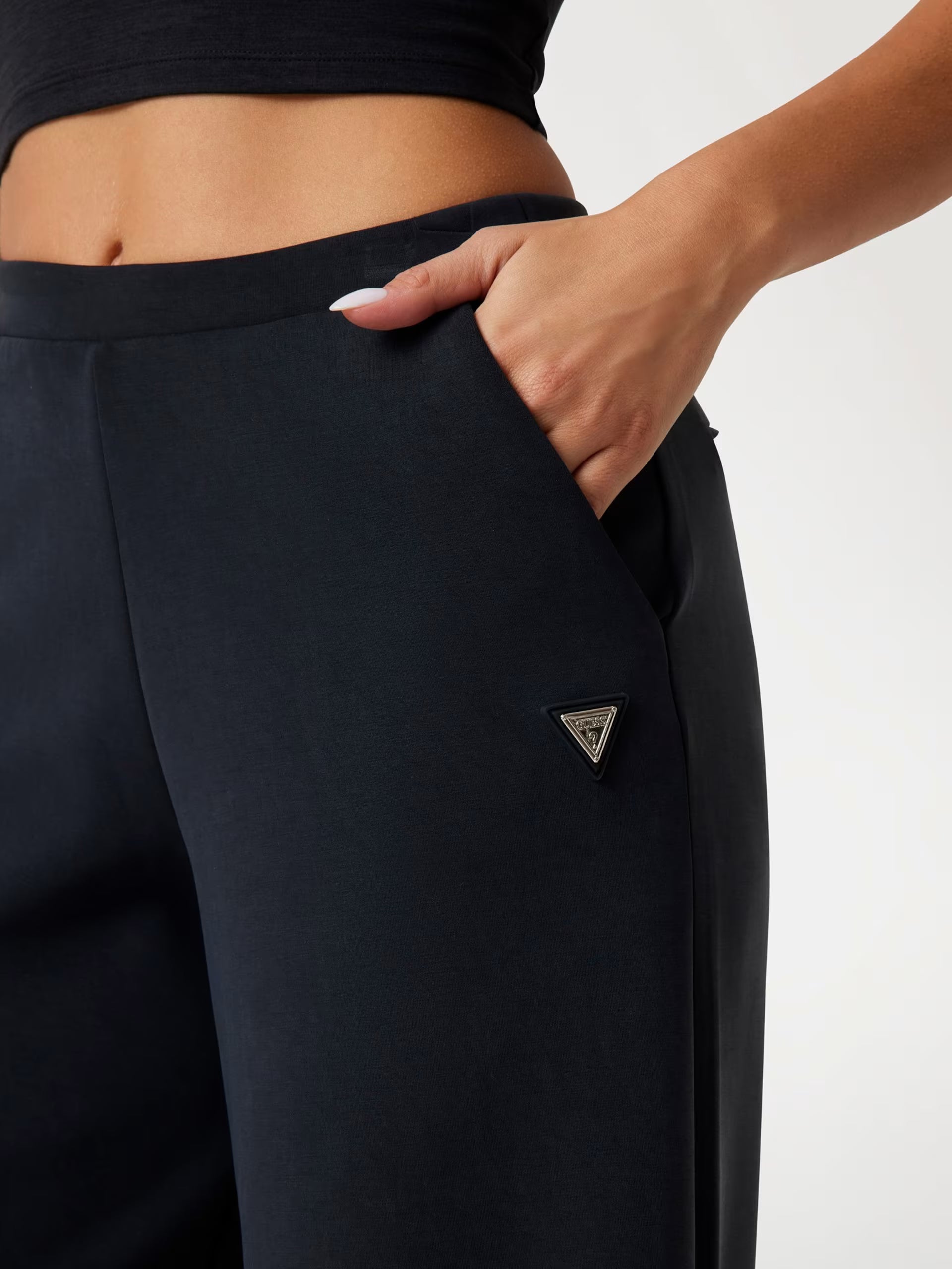 Guess - Pantalone wide leg a vita media