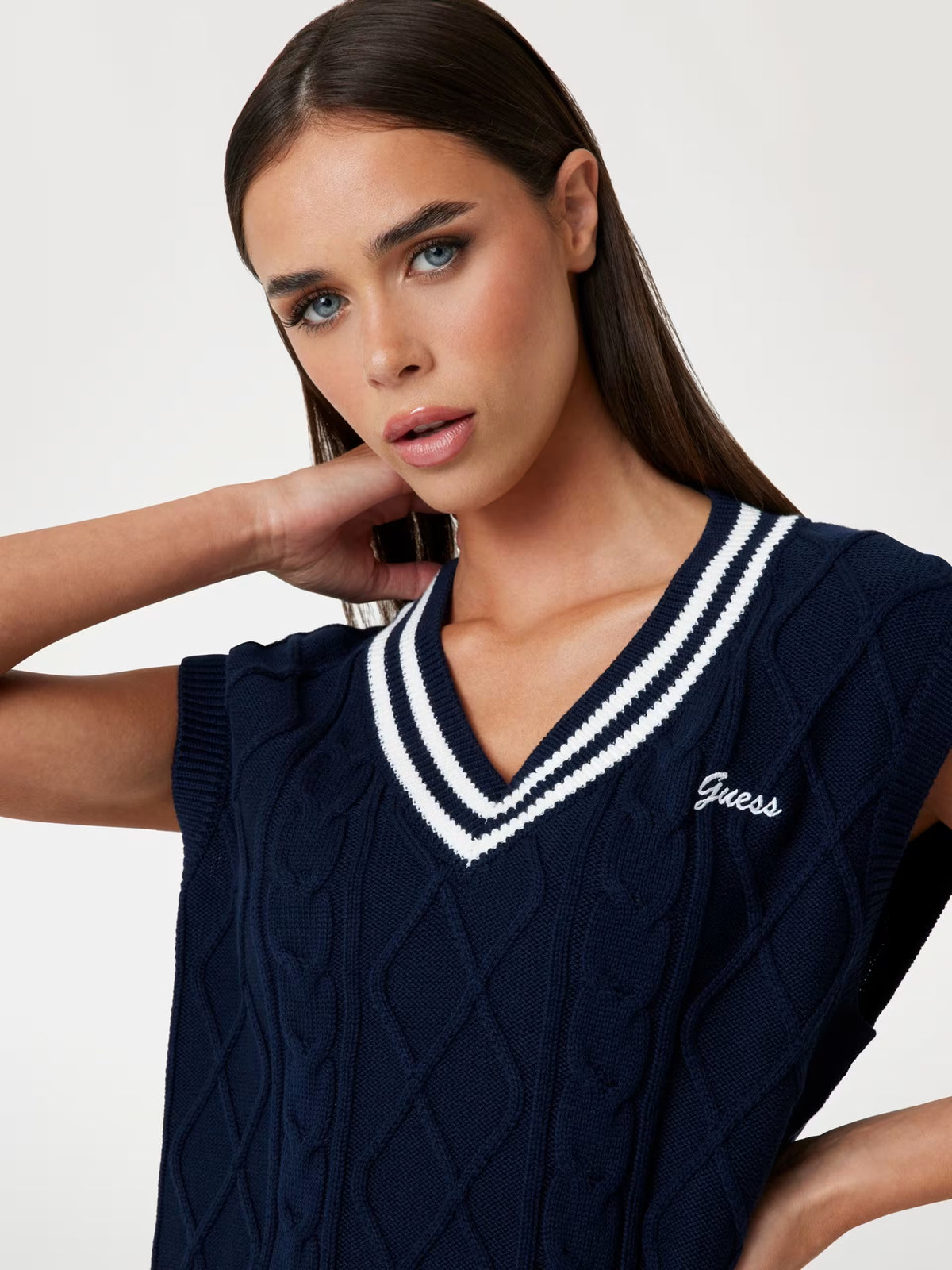 Gilet Guess - Gilet a Trecce Con Scollo a V