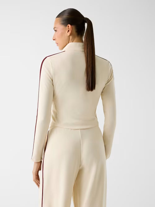 Giacca Guess Donna Beige con Zip e Dettagli a Contrasto – Slim Fit Sport Chic