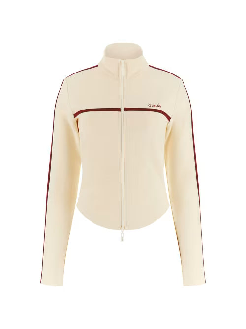 Giacca Guess Donna Beige con Zip e Dettagli a Contrasto – Slim Fit Sport Chic