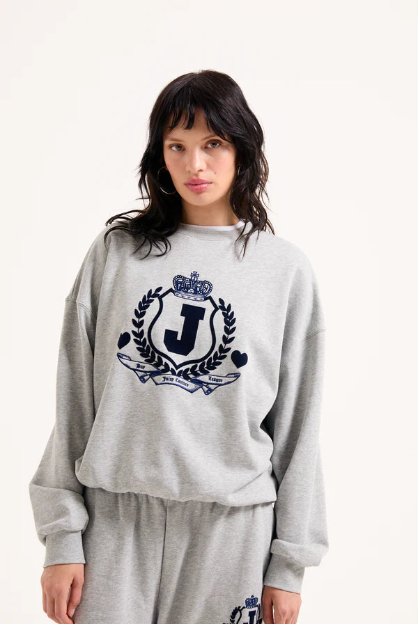 JUICY COUTURE - Silver marl flocked crest sweatshirt