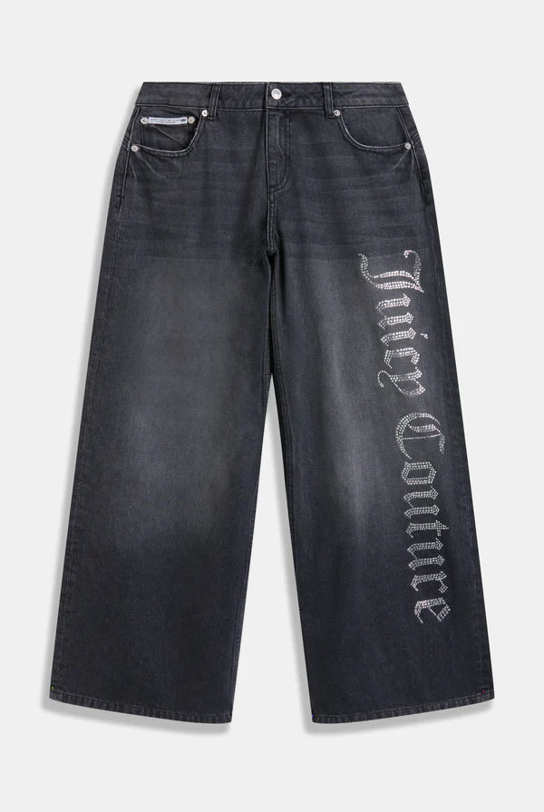 Jeans Wide Leg con Logo Strass Juicy Couture – Denim