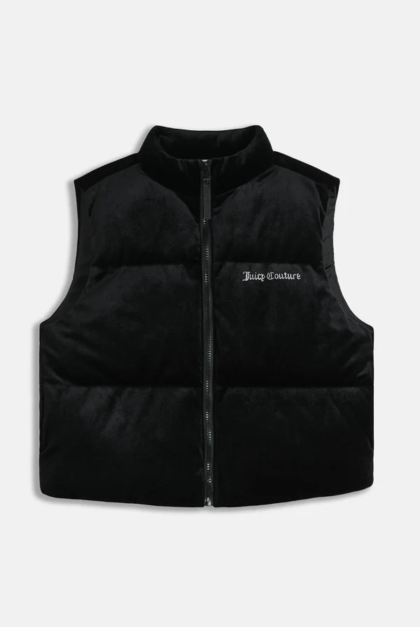 Gilet Juicy Couture - Crop In Velour Con Logo Juicy in Diamanti Nero