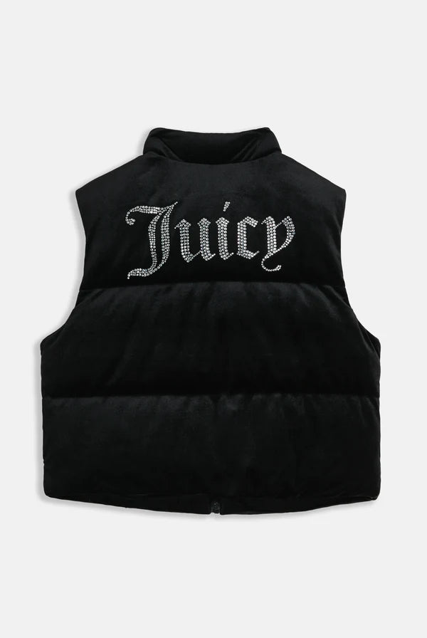 Gilet Juicy Couture - Crop In Velour Con Logo Juicy in Diamanti Nero — 2/6