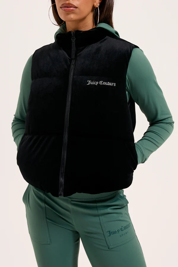Gilet Juicy Couture - Crop In Velour Con Logo Juicy in Diamanti Nero — 3/6