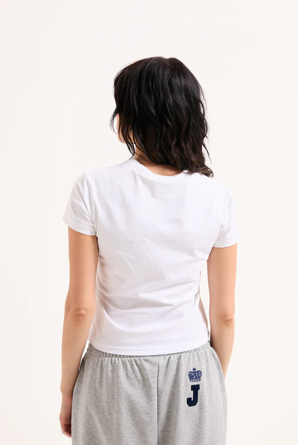JUICY COUTURE - White flocked crest fitted tshirt