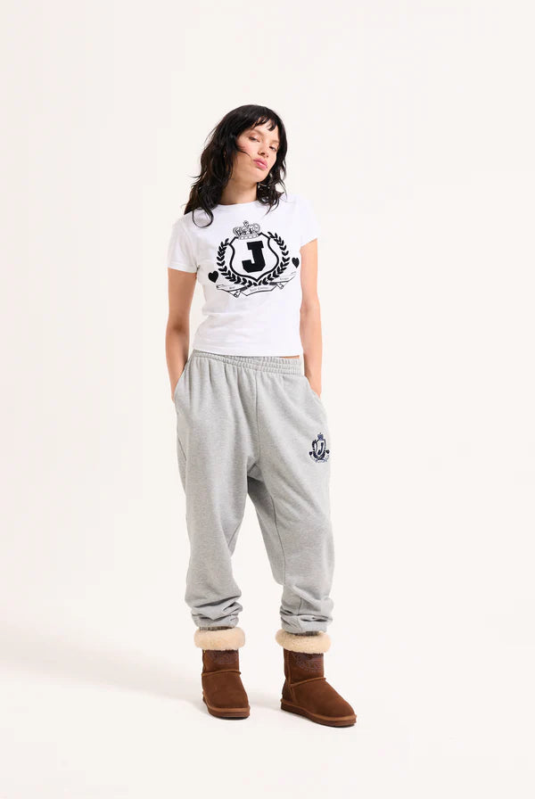 JUICY COUTURE - White flocked crest fitted tshirt