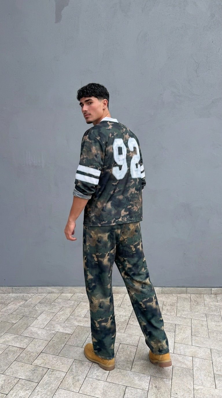 Pantalone Disclaimer Camo Uomo – Jogger Streetwear Verde Militare — 1/2
