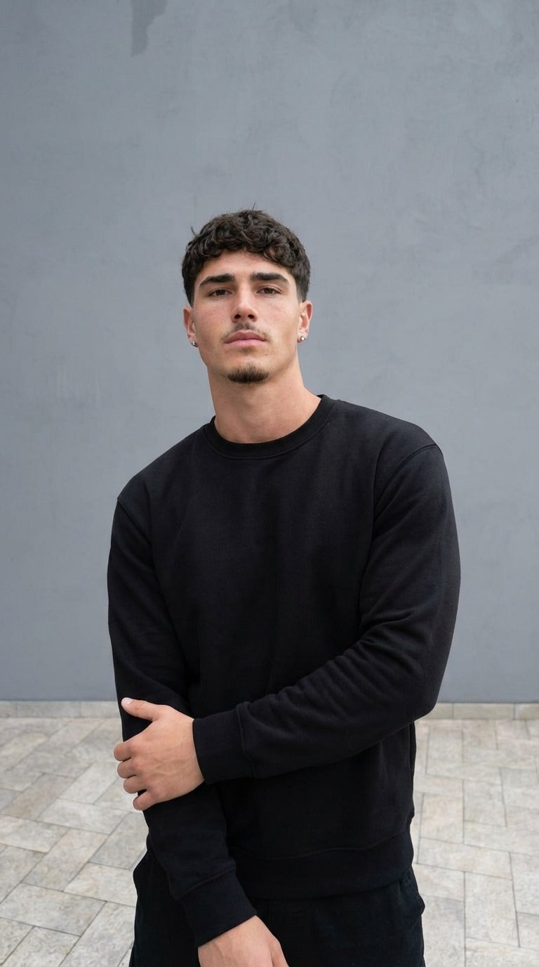 Felpa Disclaimer Uomo Nera con Maxi Logo Grafico sul Retro