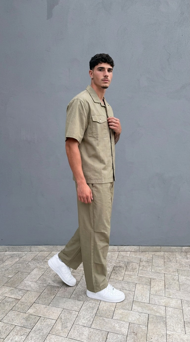 Pantaloni Uomo Disclaimer Beige – Modello Casual con Vita Elasticizzata — 2/3