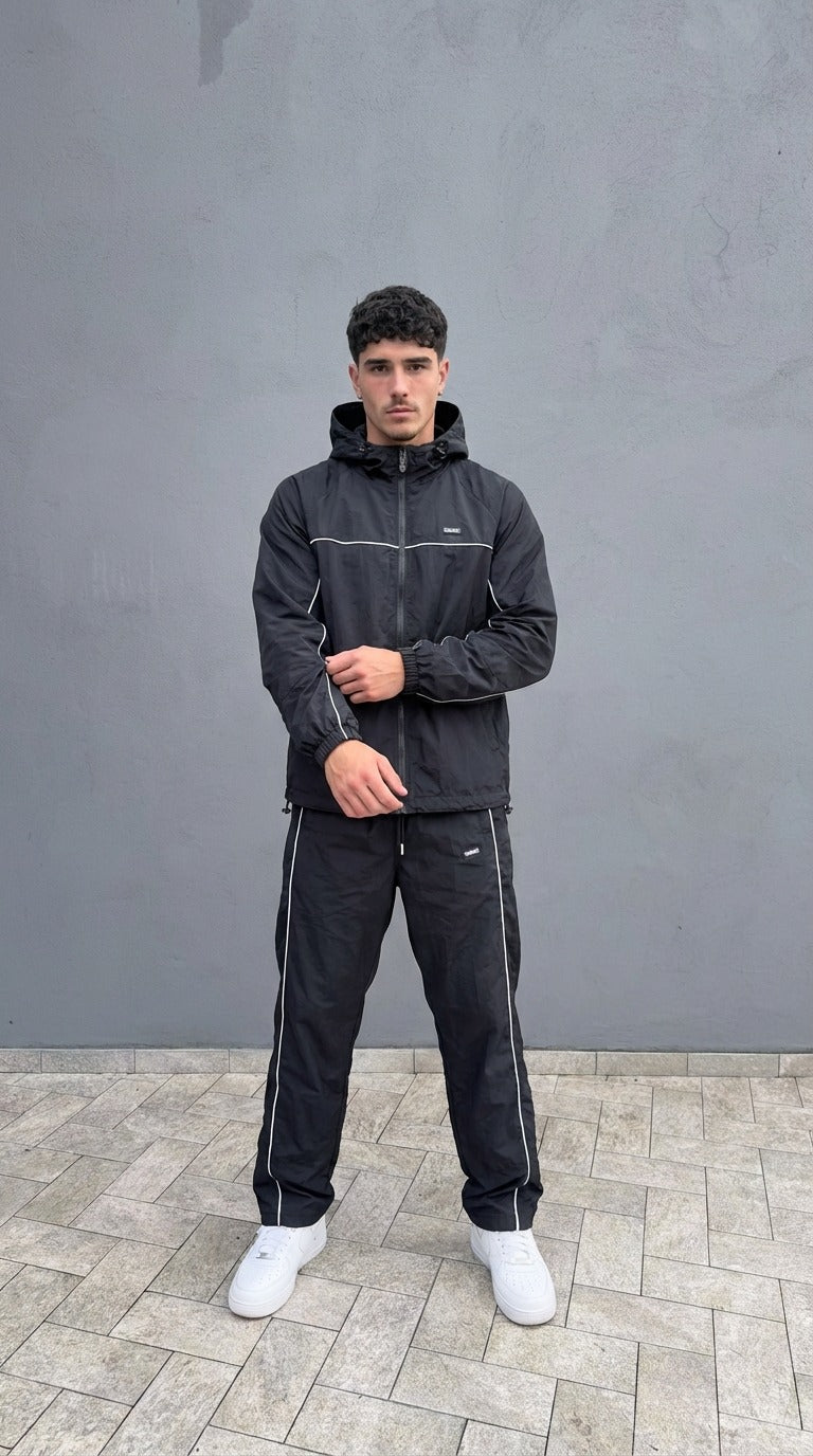 Pantaloni Disclaimer Uomo Neri – Track Pants Sportivi con Bande a Contrasto