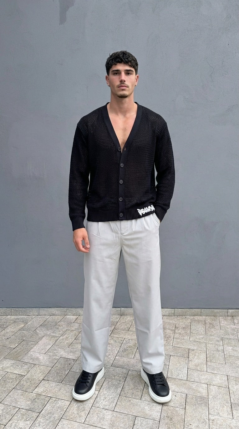 Pantaloni Uomo Disclaimer Beige – Fit Regolare, Stile Urban Contemporary — 1/3