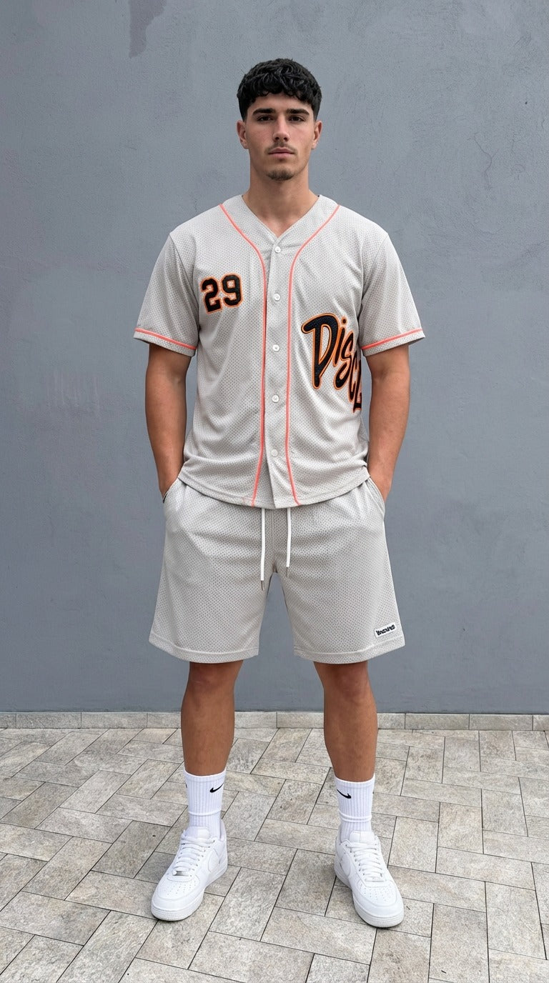 Pantaloncini Uomo Disclaimer Beige in Mesh – Stile Sportivo Streetwear — 3/3