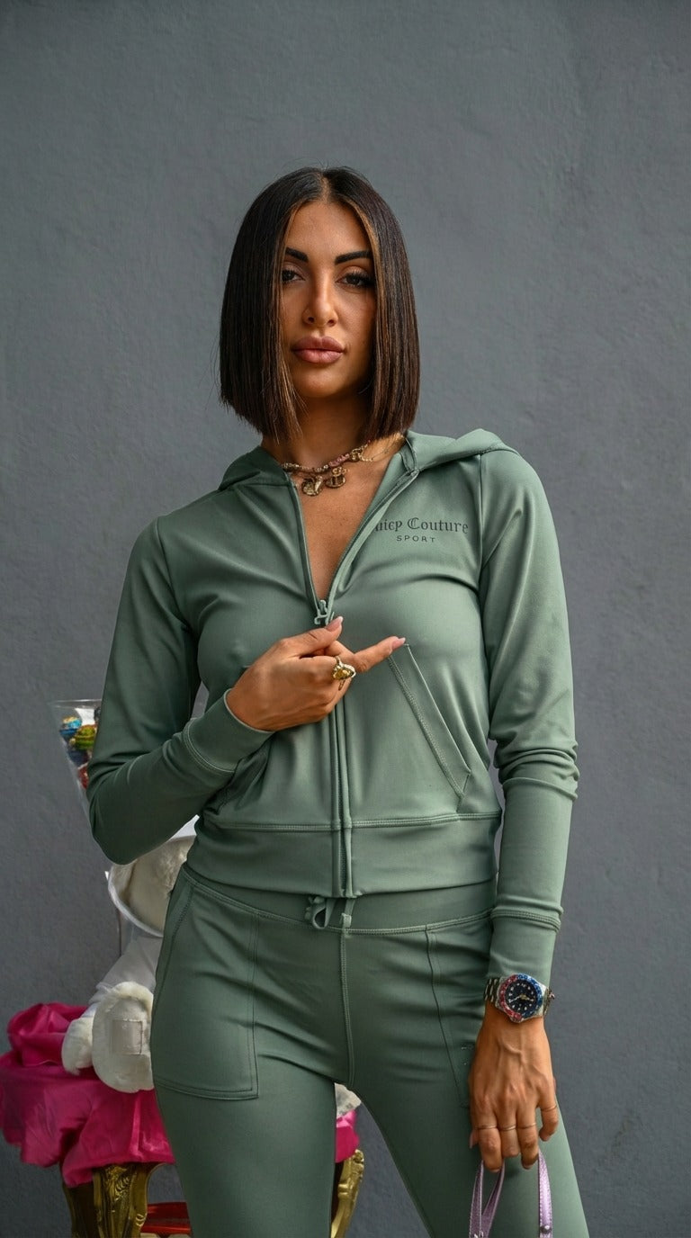 Felpa Juicy Couture - Felpa con Cappuccio Full Zip Activewear Ennis Verde