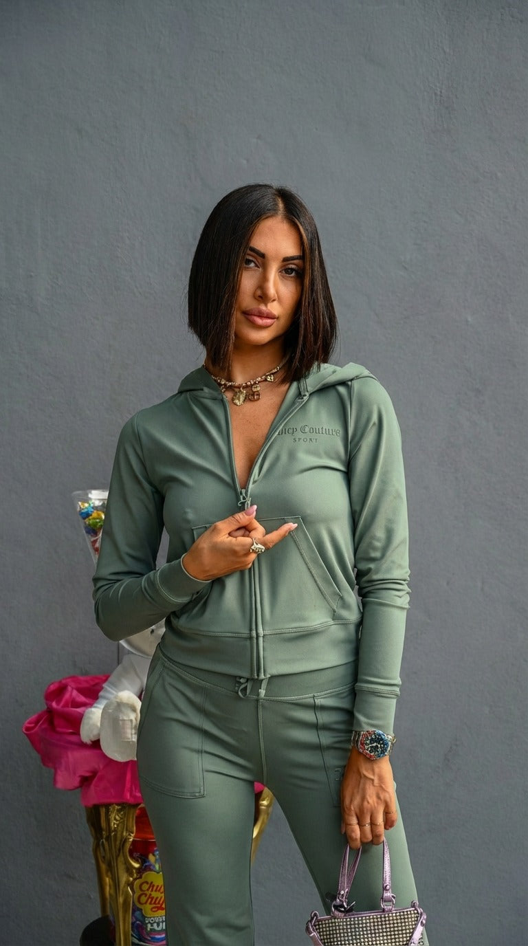Felpa Juicy Couture - Felpa con Cappuccio Full Zip Activewear Ennis Verde