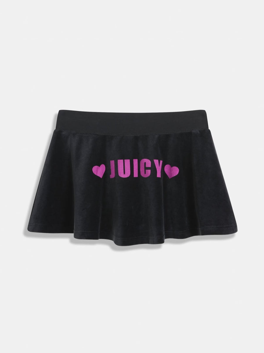 Minigonna Black Velour 'Juicy' Hearts Flippy Skirt — 1/3