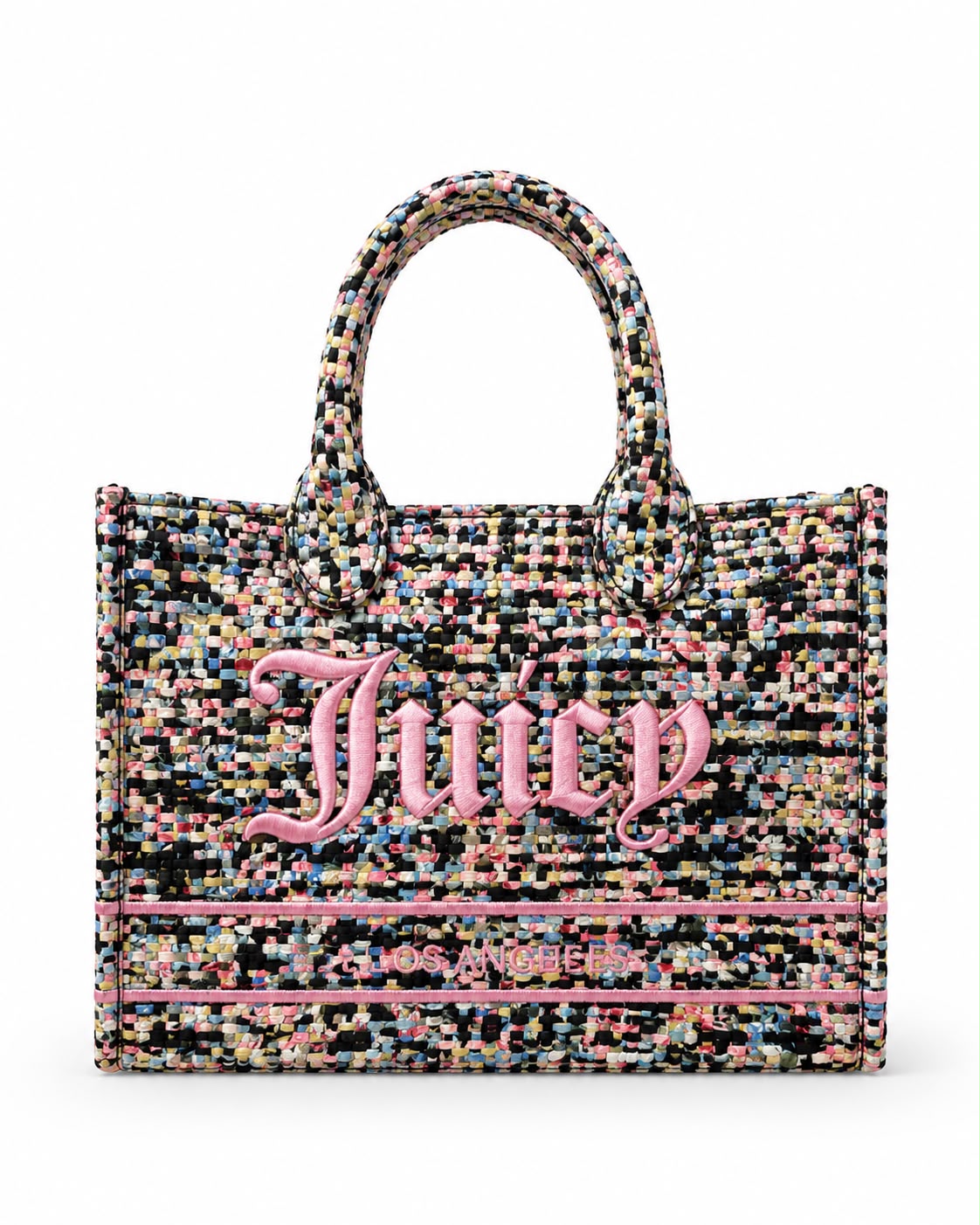 Borsa Shopping Juicy Couture Tweed Multicolor con Logo Ricamato