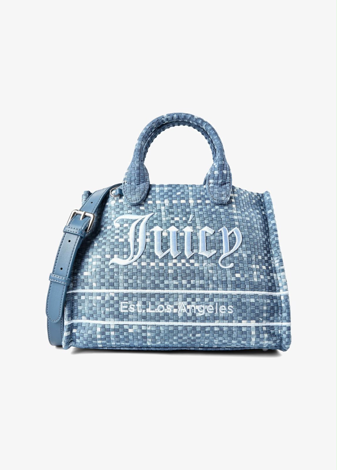 Borsa a Mano Juicy Couture Intrecciata Azzurra con Tracolla Regolabile