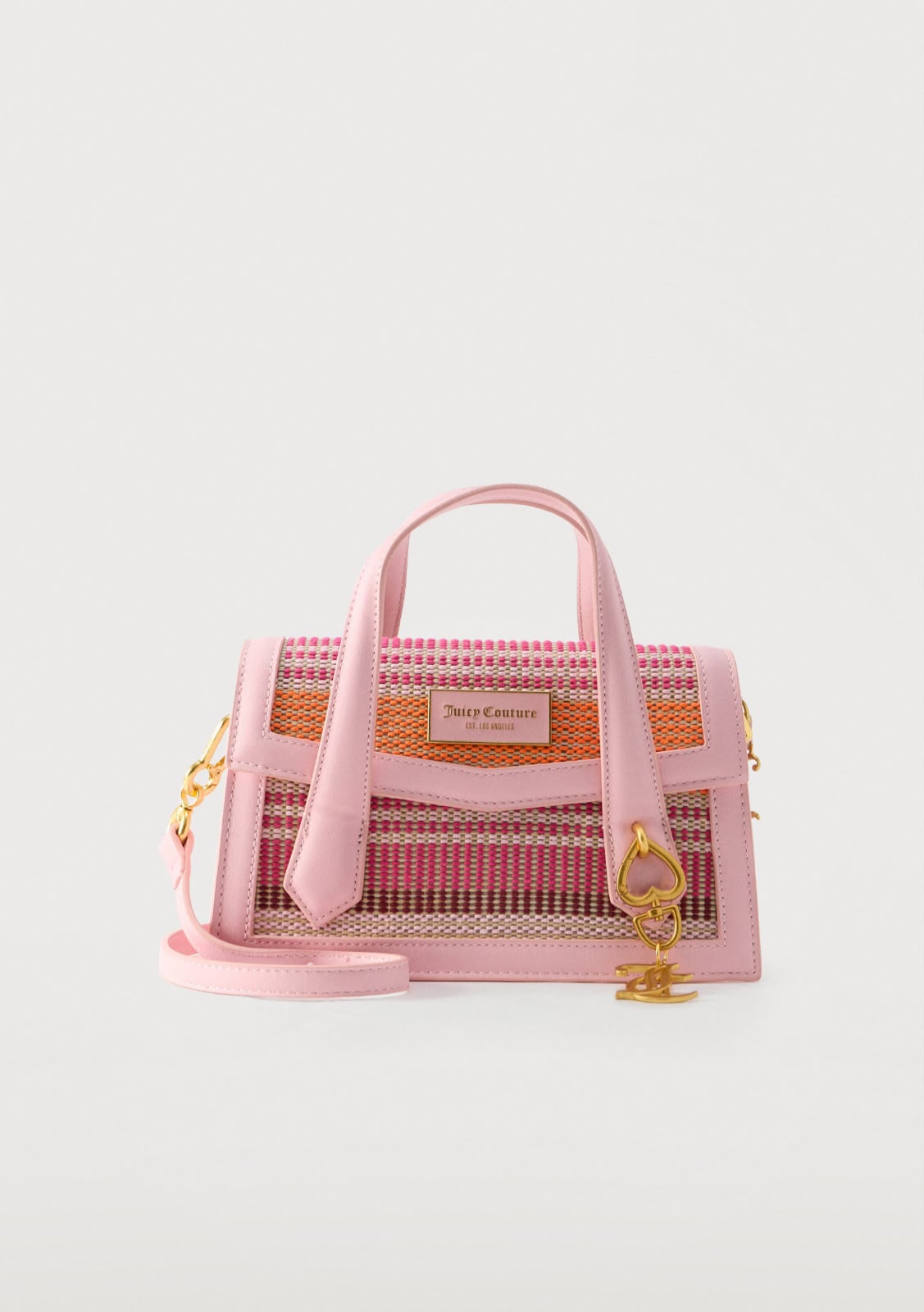 Borsa a Mano e Tracolla Juicy Couture Rosa con Trama Intrecciata Multicolor