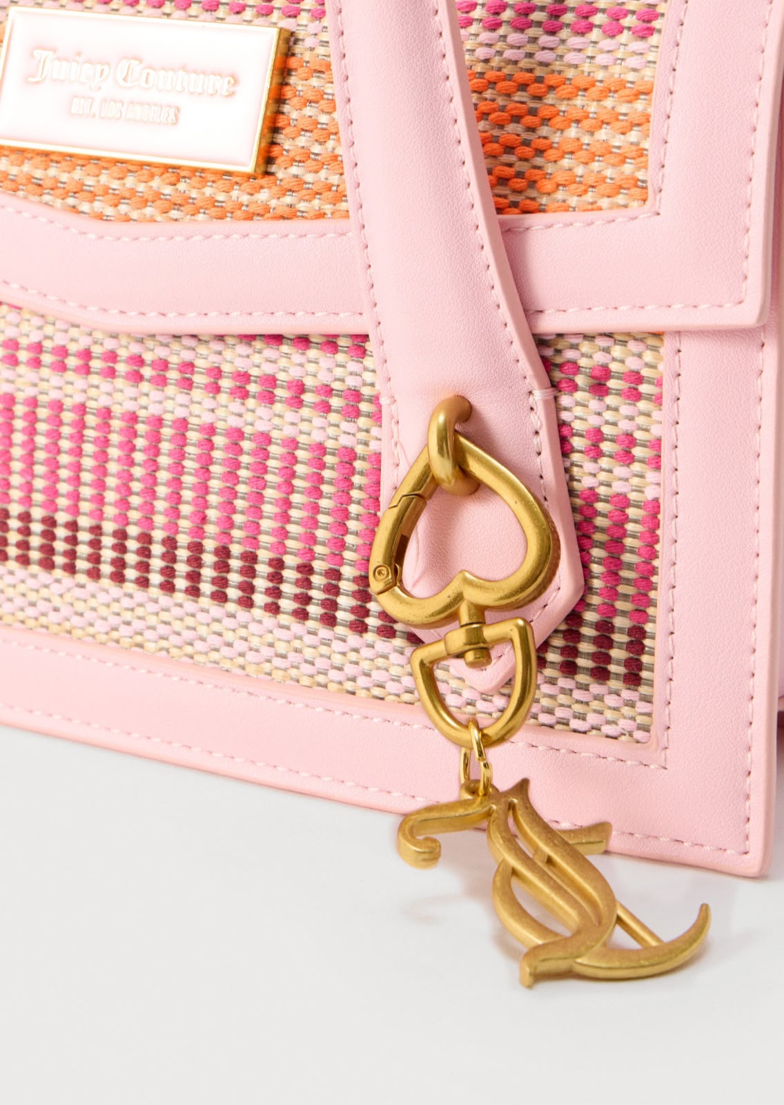 Borsa a Mano e Tracolla Juicy Couture Rosa con Trama Intrecciata Multicolor