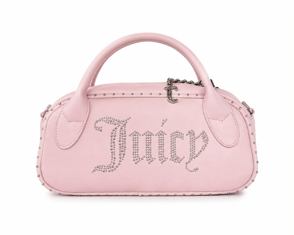 Borsa a Mano Juicy Couture Rosa con Borchie e Logo Strass