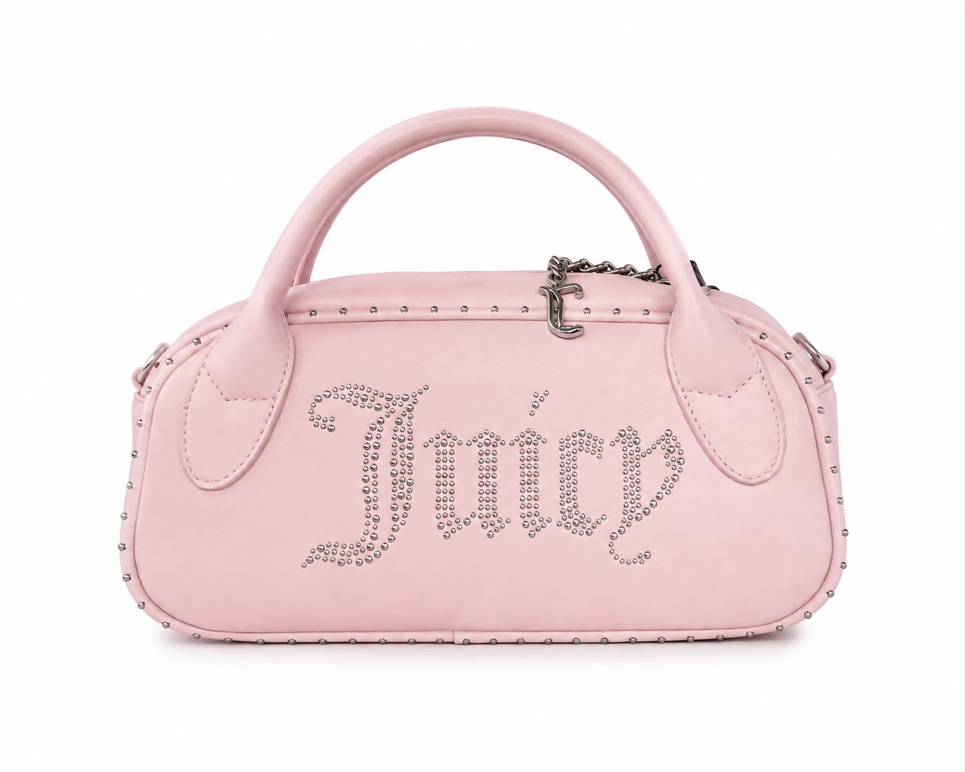 Borsa a Mano Juicy Couture Rosa con Borchie e Logo Strass