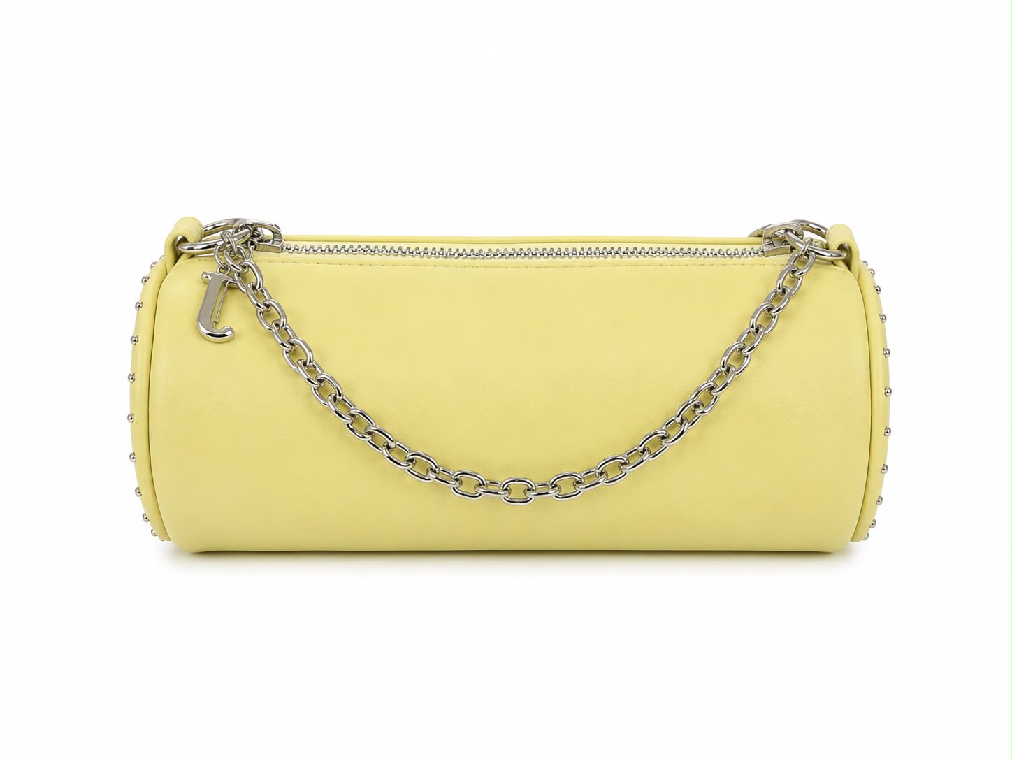 Borsa a Spalla Juicy Couture Gialla con Logo Strass e Tracolla a Catena