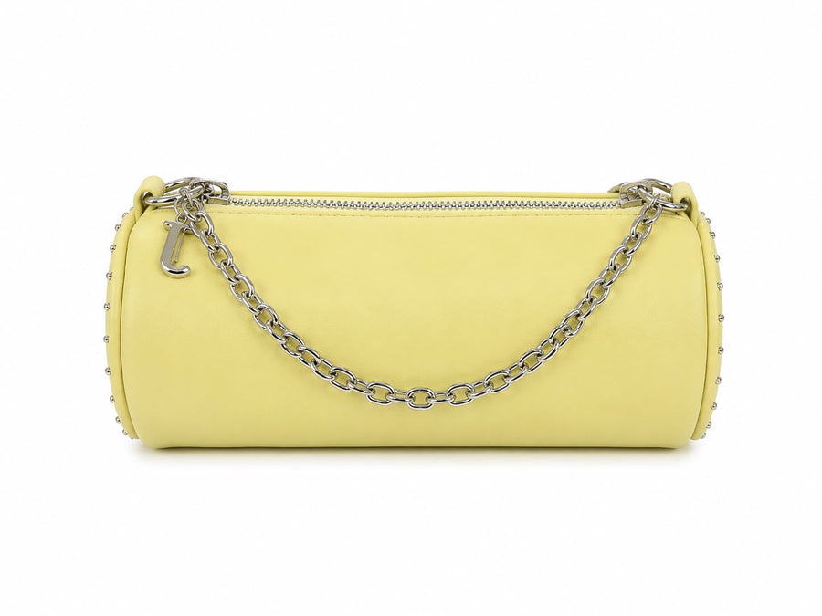Borsa a Spalla Juicy Couture Gialla con Logo Strass e Tracolla a Catena — 2/2
