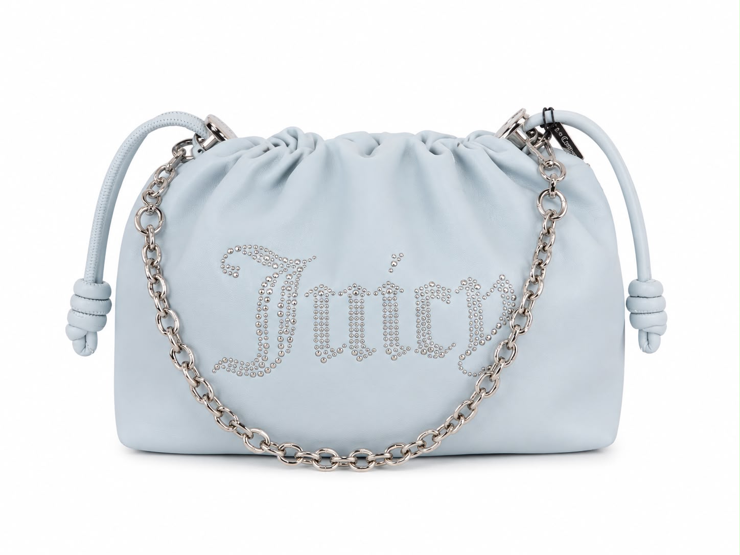 Borsa a Spalla Juicy Couture Celeste con Logo Strass e Catena
