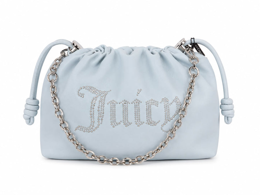 Borsa a Spalla Juicy Couture Celeste con Logo Strass e Catena — 1/2