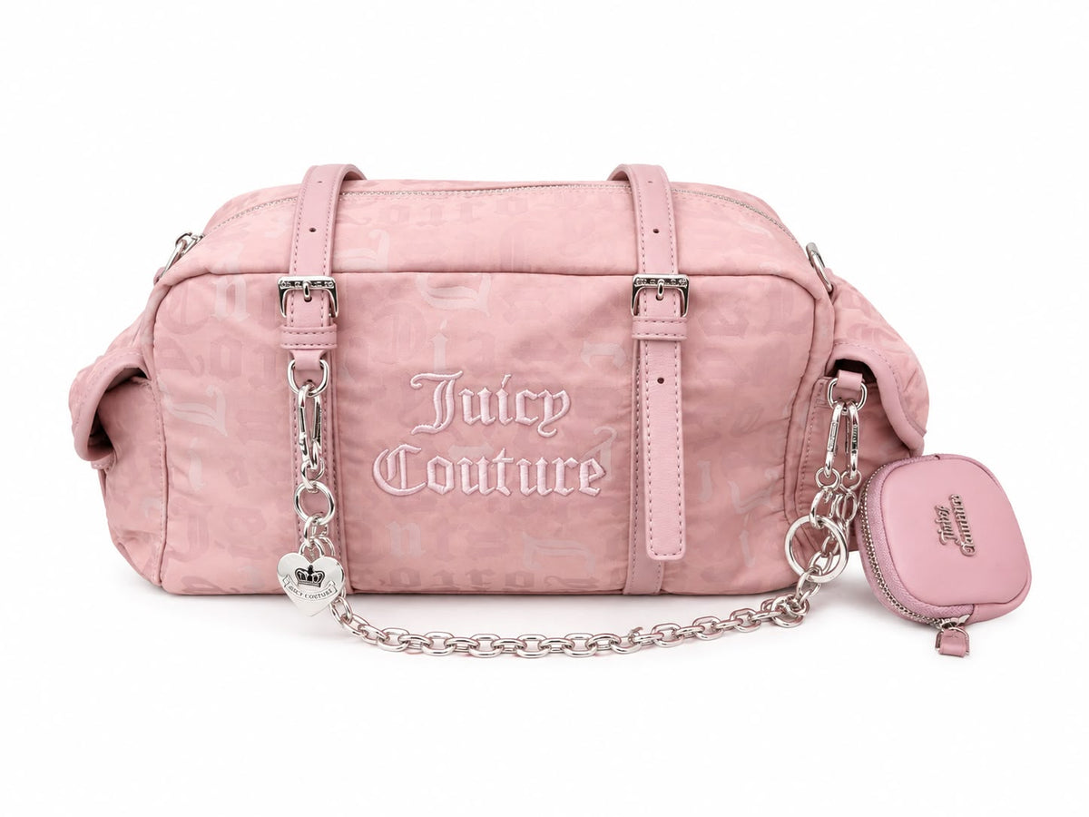 Borsa Bowling Juicy Couture Rosa con Pochette e Charm