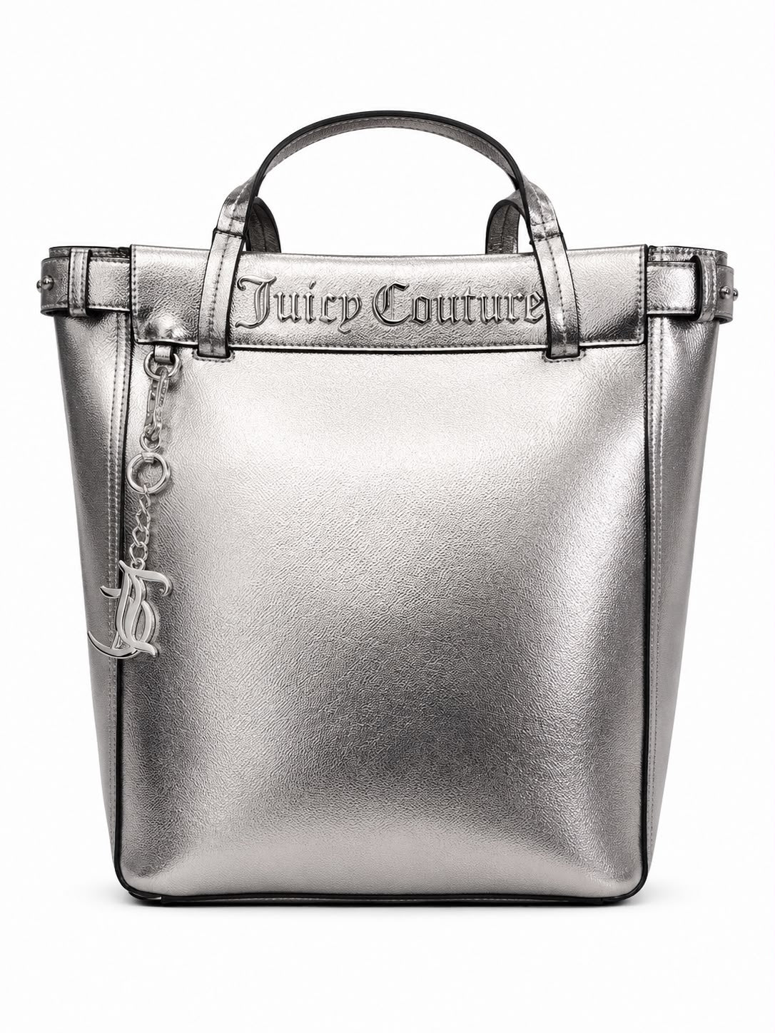 Shopping Bag Juicy Couture Argento Metallizzata con Charm Logo